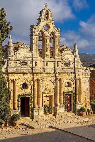Greece, Crete, Rethymno. 16th century Eastern Orthodox Monastery. The Holy Monastery of Arkadi Art Print
